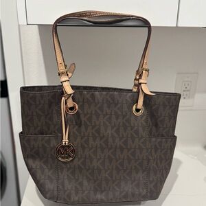 Michael Kors Dark Brown and Gold Tote